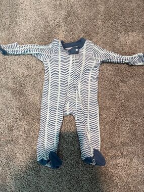 Burt's Bees Baby Navy & White Striped Footed One-Piece